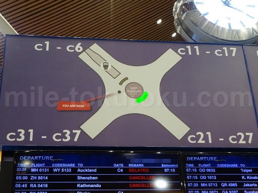 クアラルンプール空港 乗り継ぎ サテライトのゲートマップ