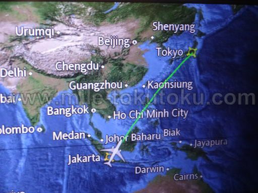 ガルーダインドネシア航空 エコノミークラス フライトマップ