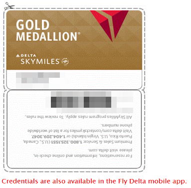 デルタ航空公式サイトで印刷できるゴールドメダリオンカード