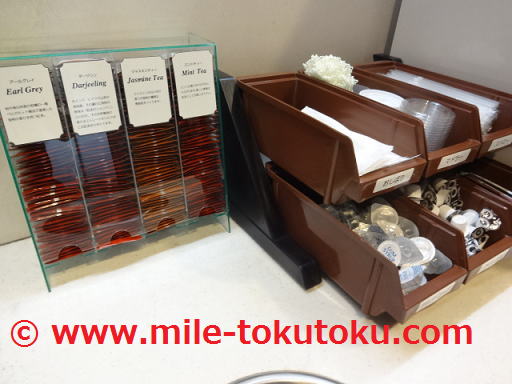 神戸空港 ラウンジ ティーバッグやおしぼり等