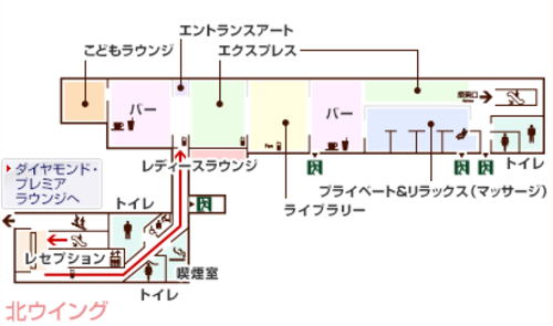 羽田空港 国内線 JALサクララウンジ 北ウィングのマップ
