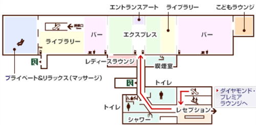 羽田空港 国内線 JALサクララウンジ 南ウィングのマップ